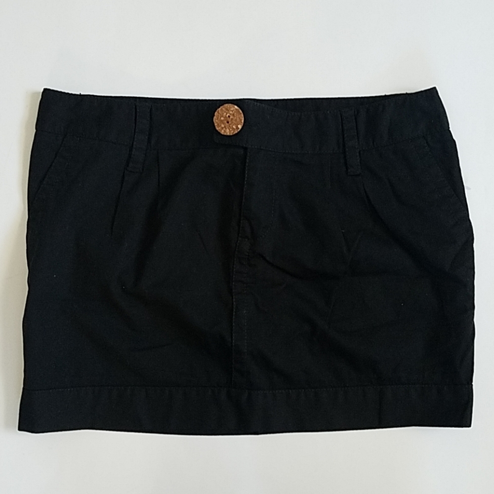 NEW Kenzie Girl Black Pleated Mini Skirt Juniors Sz 9 Pockets Cork Button Cotton